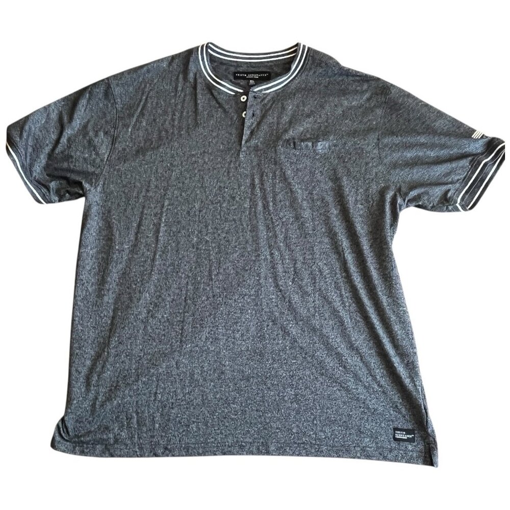 Truth Substance Common Sense Pullover Shirt 3 Button Heather Grey Pocket 3XL